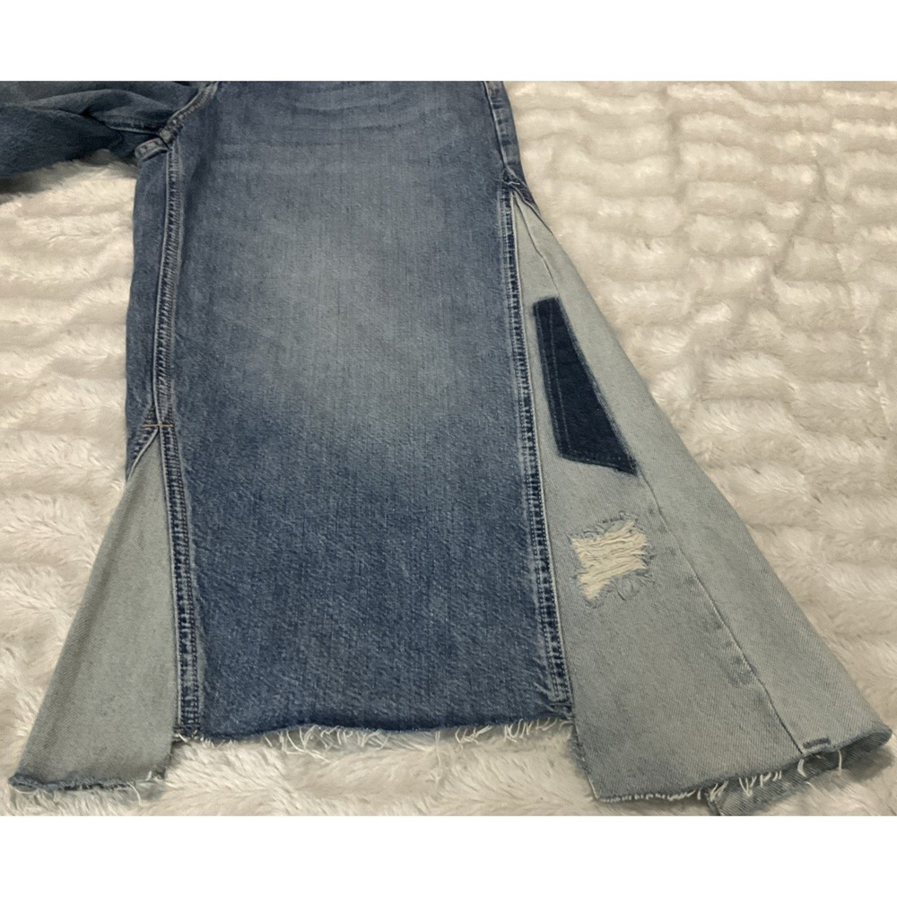 Free People We The Free Women's Size 28 Ripple Wide-Leg Pieced Cropped Jeans - Picture 10 of 16